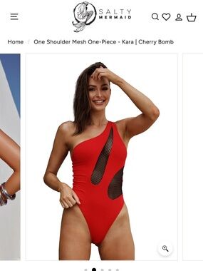 Salty Mermaid red mesh cut out swimsuit